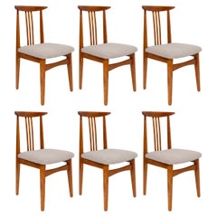 Set of Six Mid-Century Linen Boucle Chairs, by M. Zielinski, Europe, 1960s