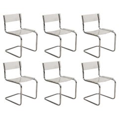 Vintage Set Of Six Mid Century  Lucite And Chrome Side Chairs
