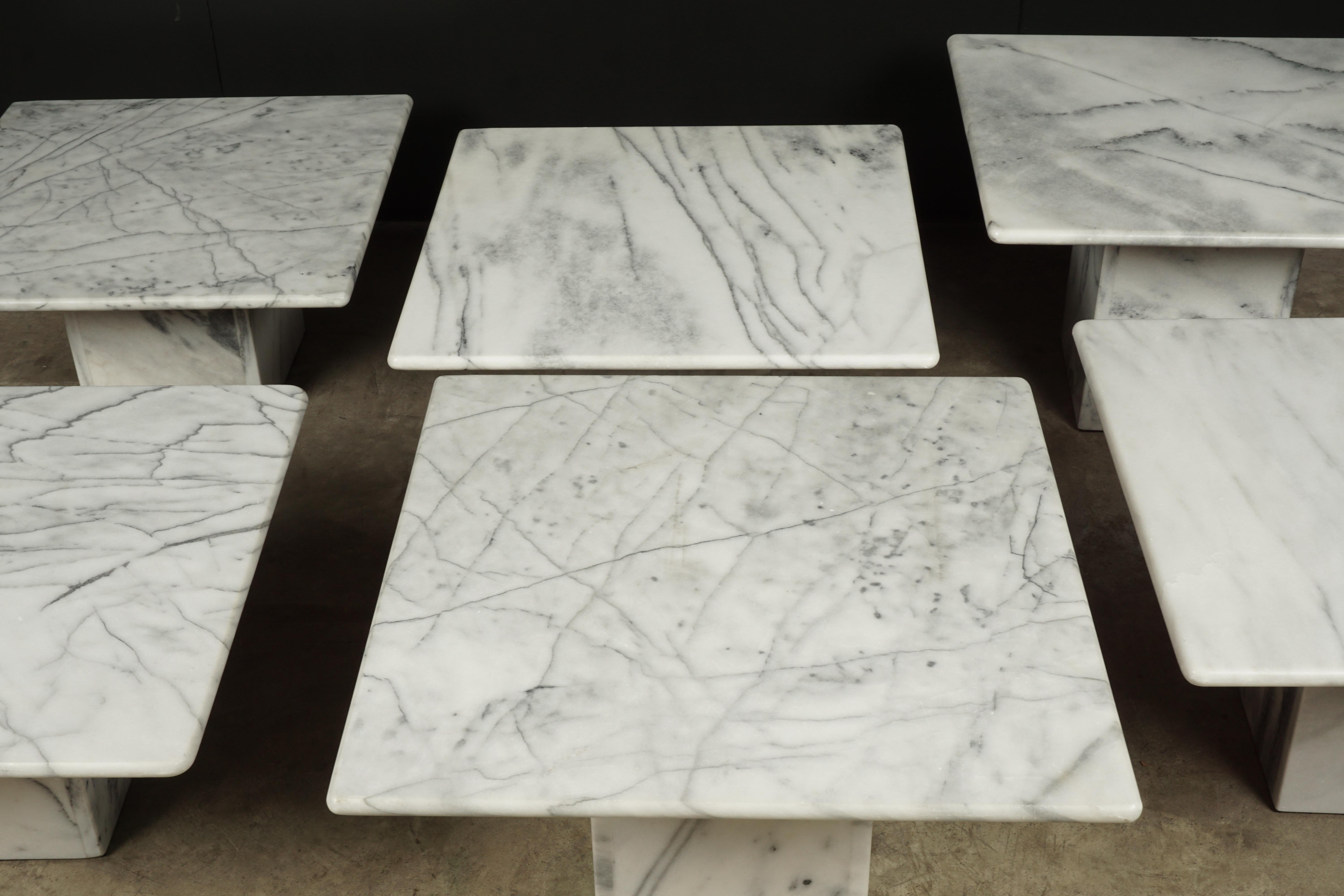 Late 20th Century Set of Six Midcentury Marble Tables from France, circa 1970