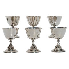 Set of Six Mid Century Modern Alphonse La Paglia Sterling Silver Wine Goblets