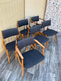 Set of Six Mid-Century Modern Atomic Era Dining Chairs Circa 1960s