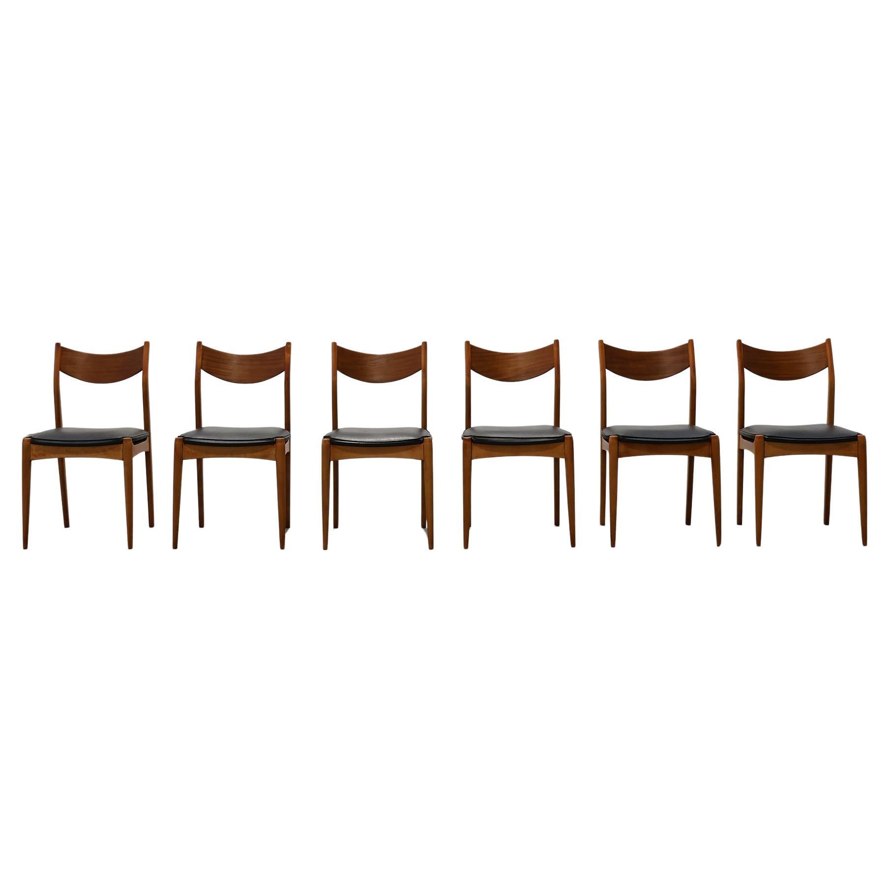 Set of Six Mid-Century Modern Belgian Teak Dining Chairs, 1960s