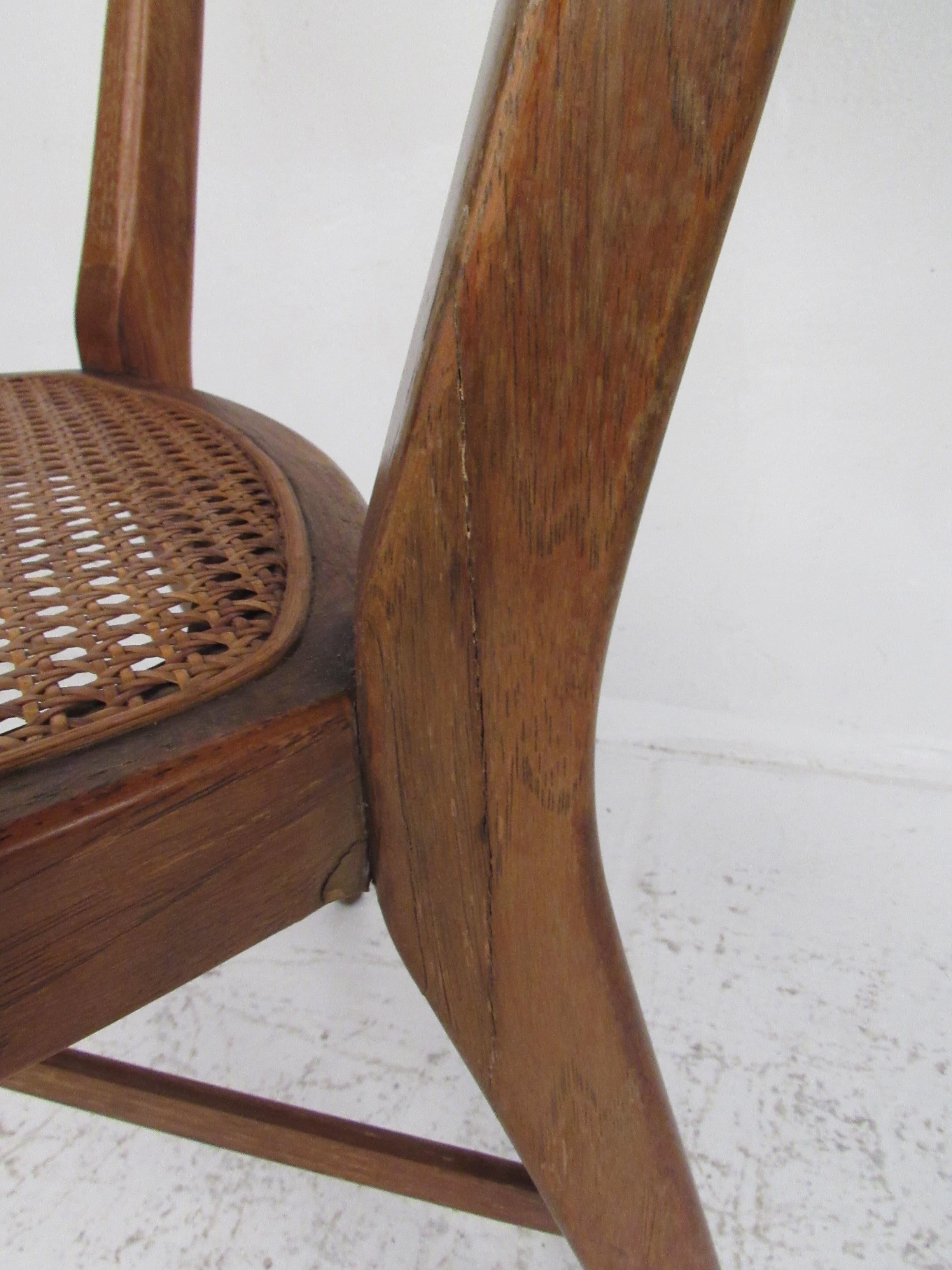 Set of Six Mid-Century Modern Cane and Walnut Dining Chairs For Sale 8