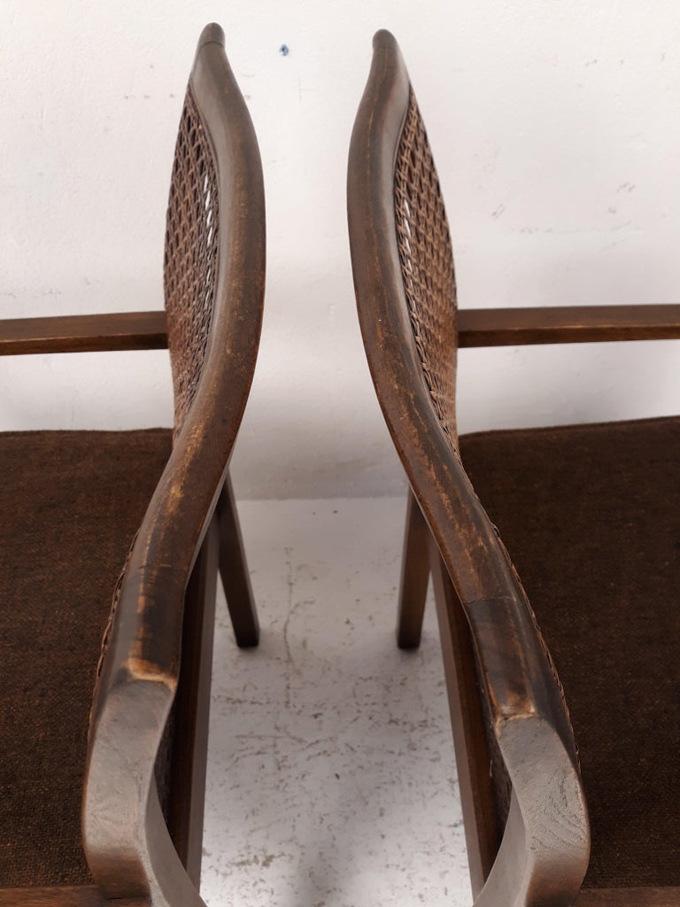 Set of Six MidCentury Modern Cane Back Dining Chairs by Lane For Sale