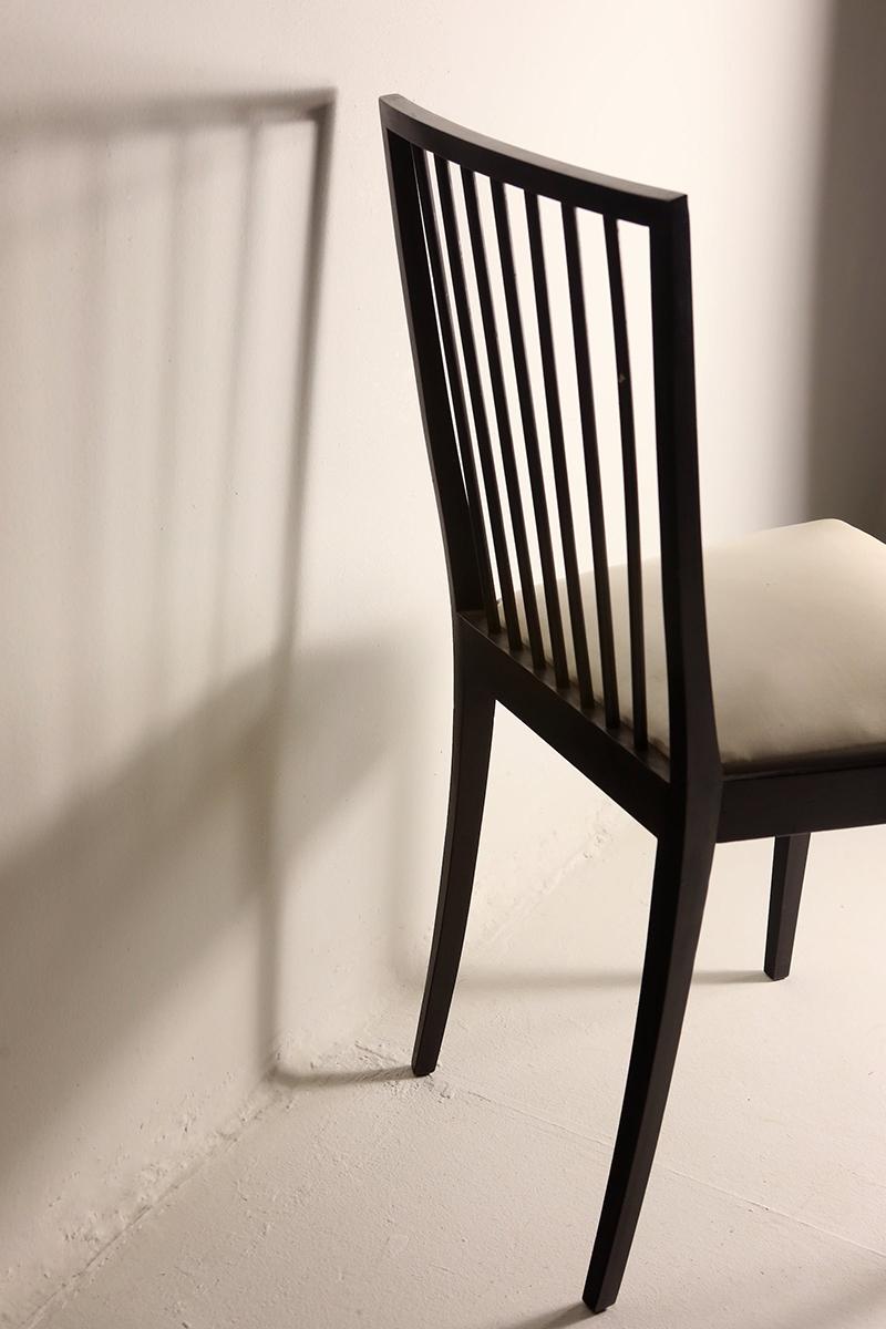 Ebonized Set of Six Mid-Century Modern Chairs by Flama Móveis Manufacture, Brazil, 1950s For Sale