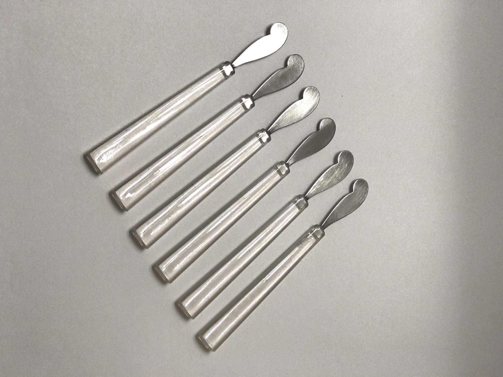 Set of Six Mid-Century Modern Cocktail Knives in Lucite 8