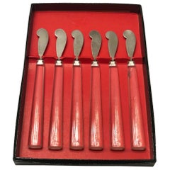 Set of Six Mid-Century Modern Cocktail Knives in Lucite