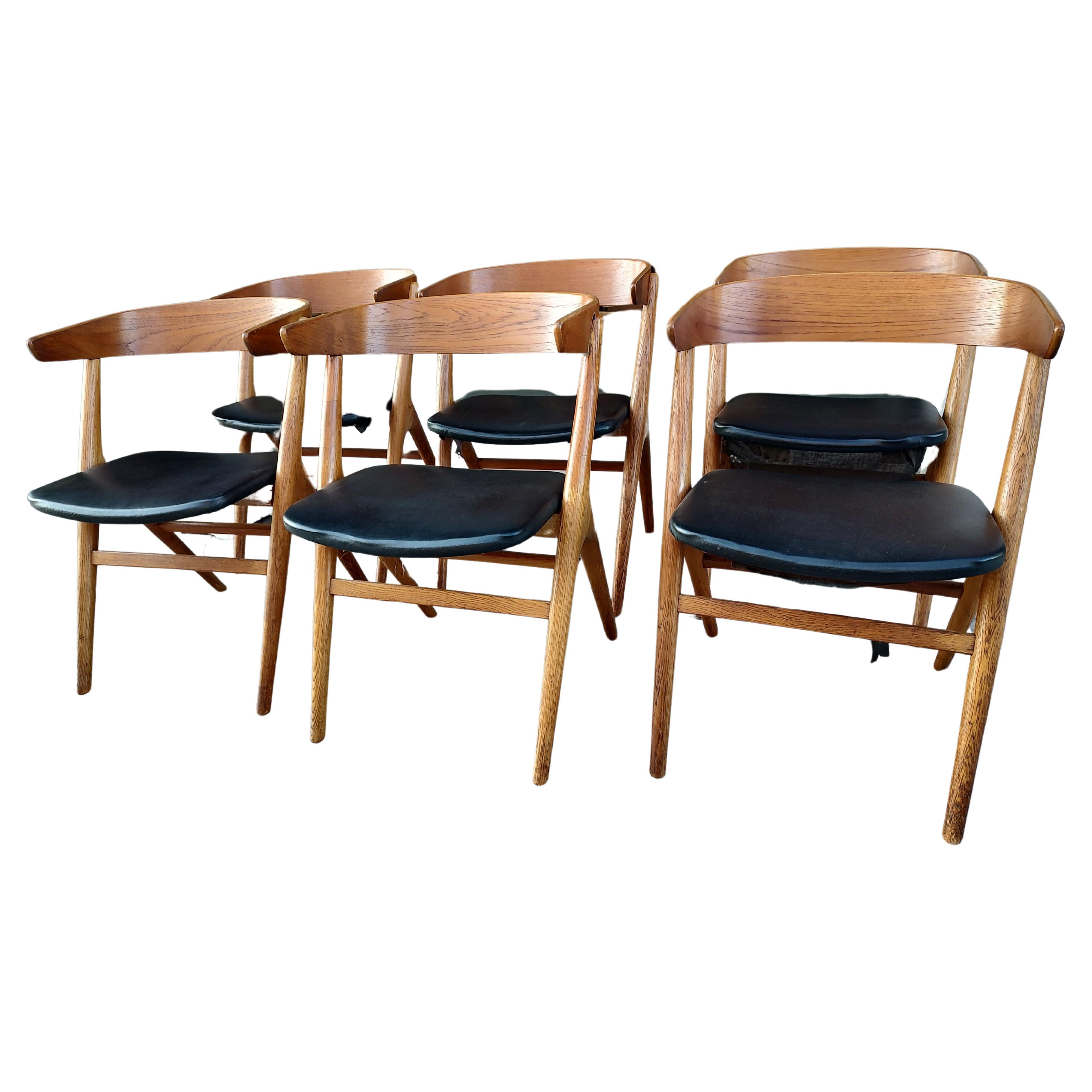 Conjunto de seis sillas de comedor danesas modernas de mediados de siglo núm. 9 de Helge Sibast en venta 1