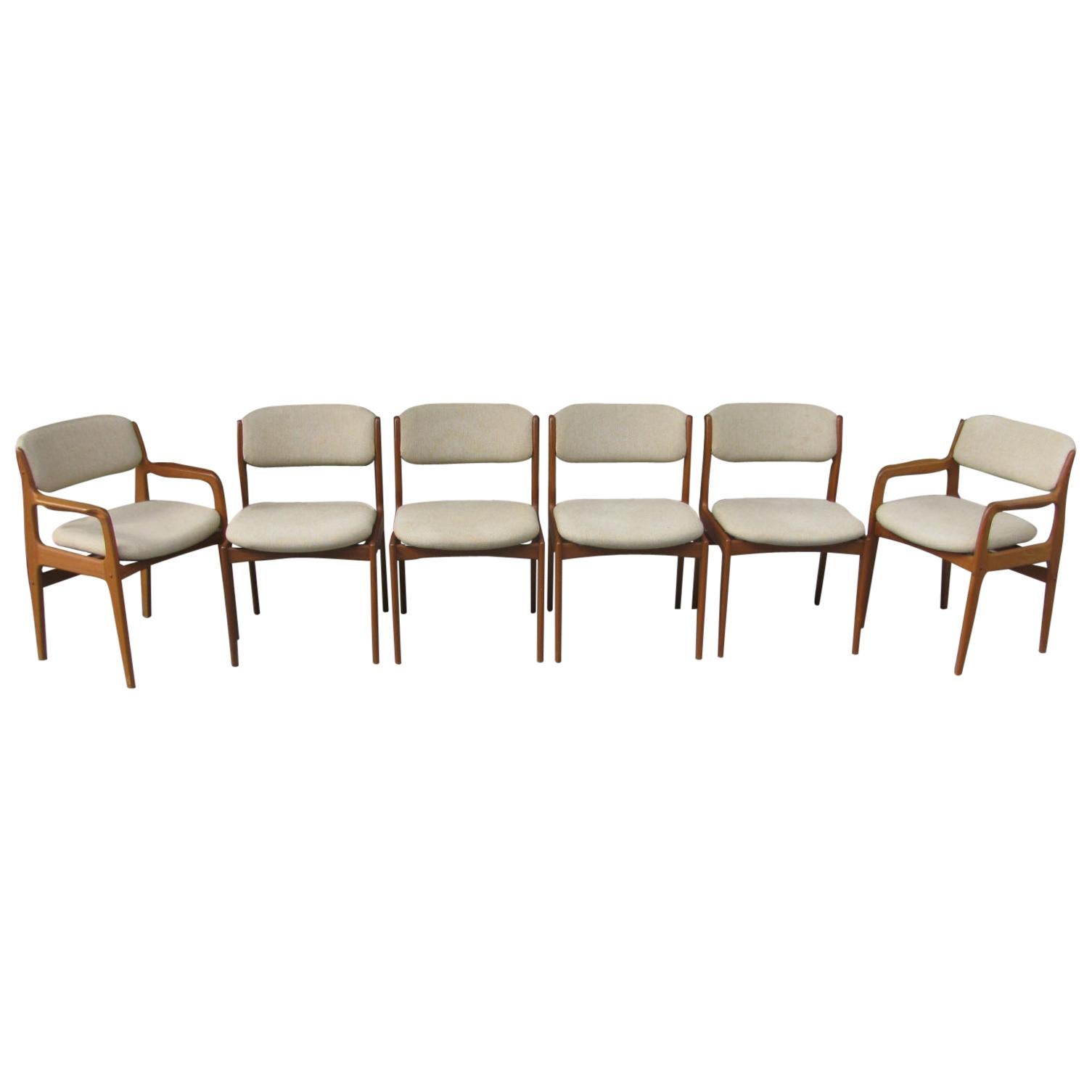 Set of Six Mid-Century Modern Danish Teak Dining Chairs Benny Linden