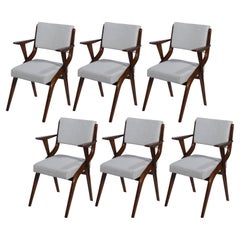 Ensemble de six chaises de salle à manger danoises en teck de style moderne du milieu du siècle dernier