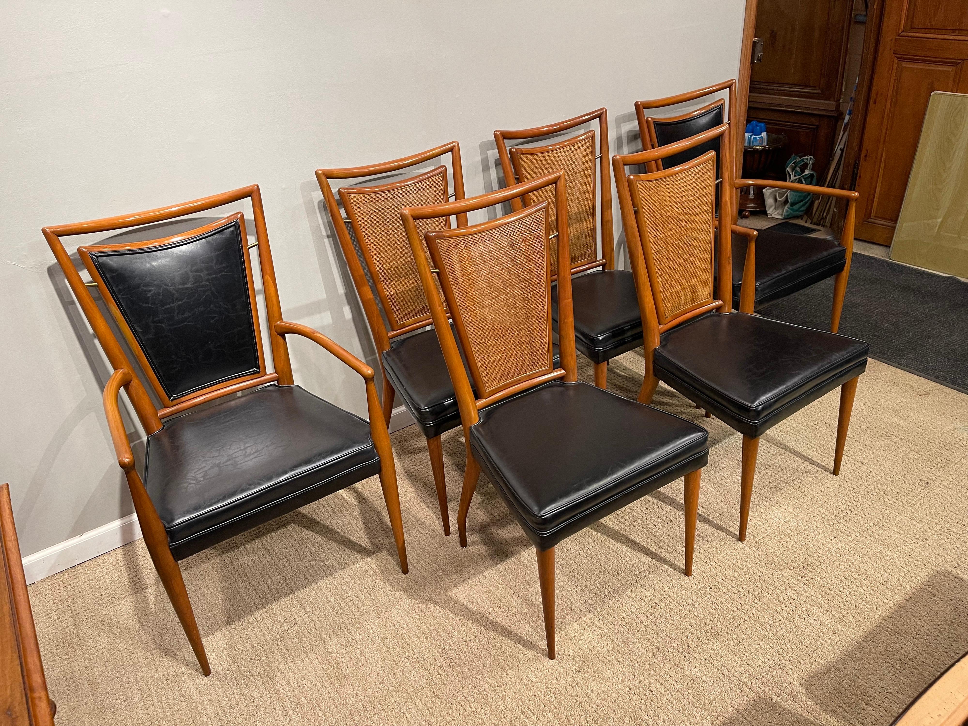 Set of Six Mid-Century Modern Dining Chairs, 4 Side-Chairs  & 2 Arm-Chairs For Sale 7