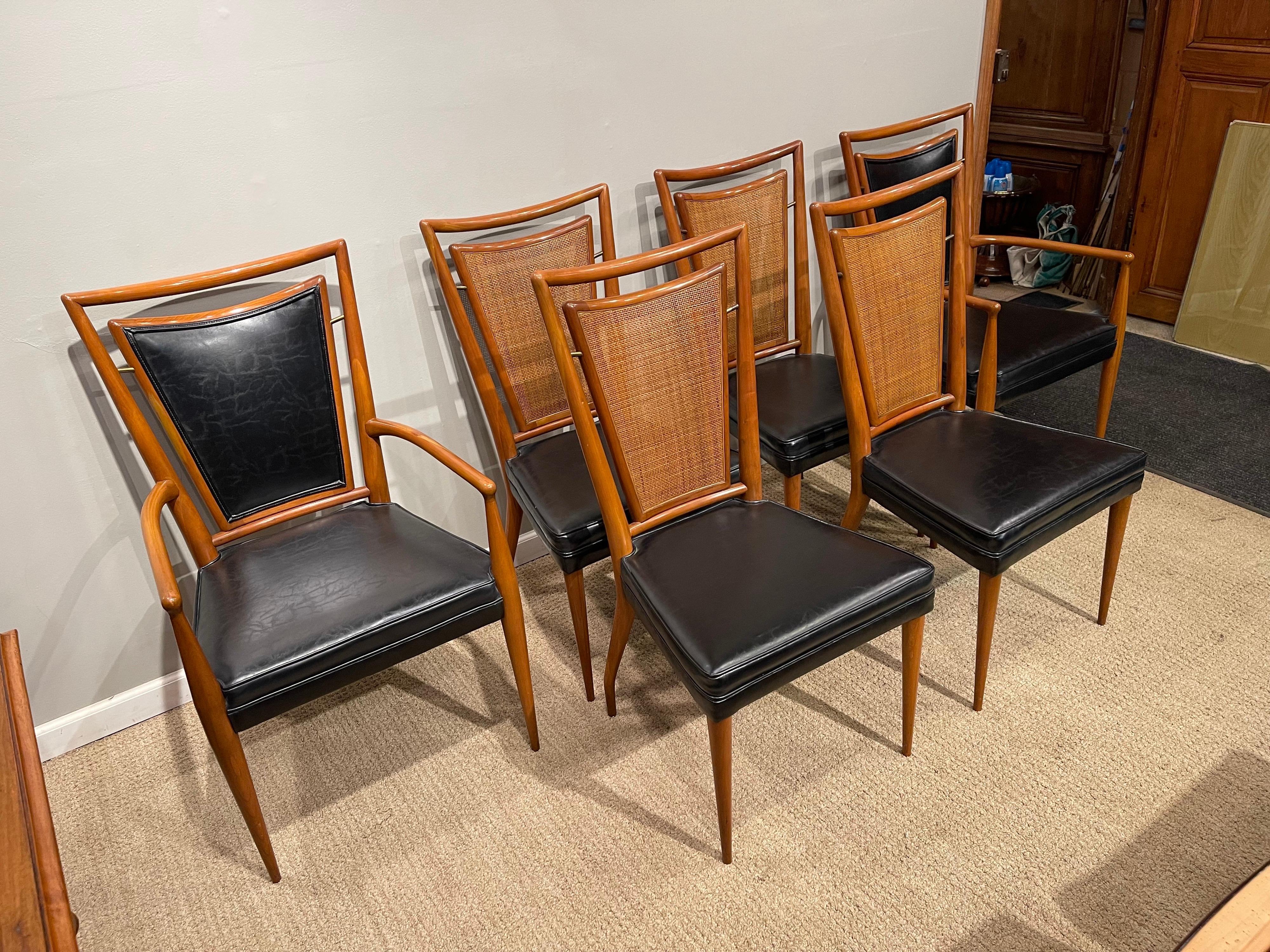 Set of Six Mid-Century Modern Dining Chairs, 4 Side-Chairs  & 2 Arm-Chairs For Sale 8