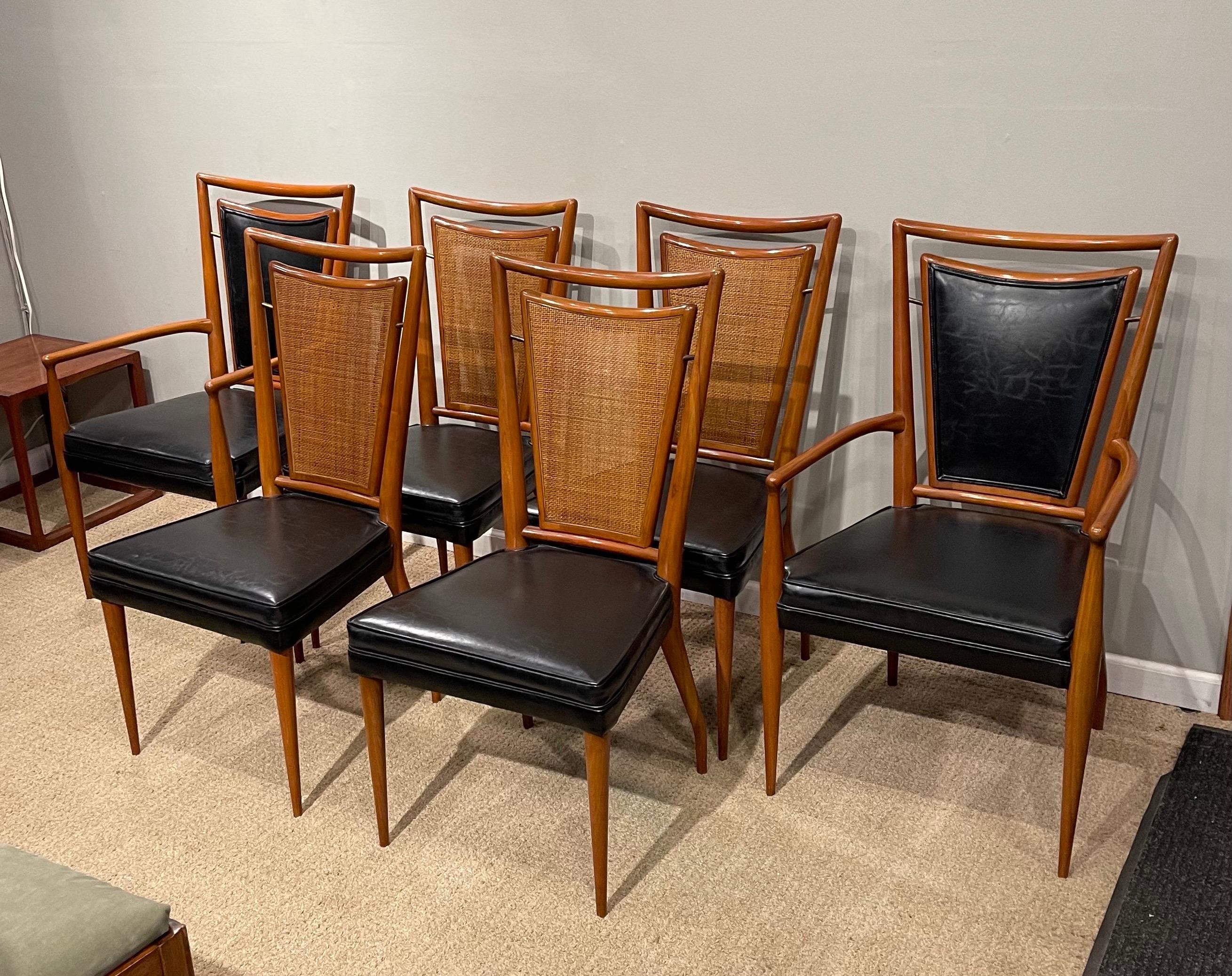 Satz von sechs modernen Mid-Century-Esszimmerstühlen, 4 Beistellstühle  & 2 Sessel ohne Armlehne im Angebot 8