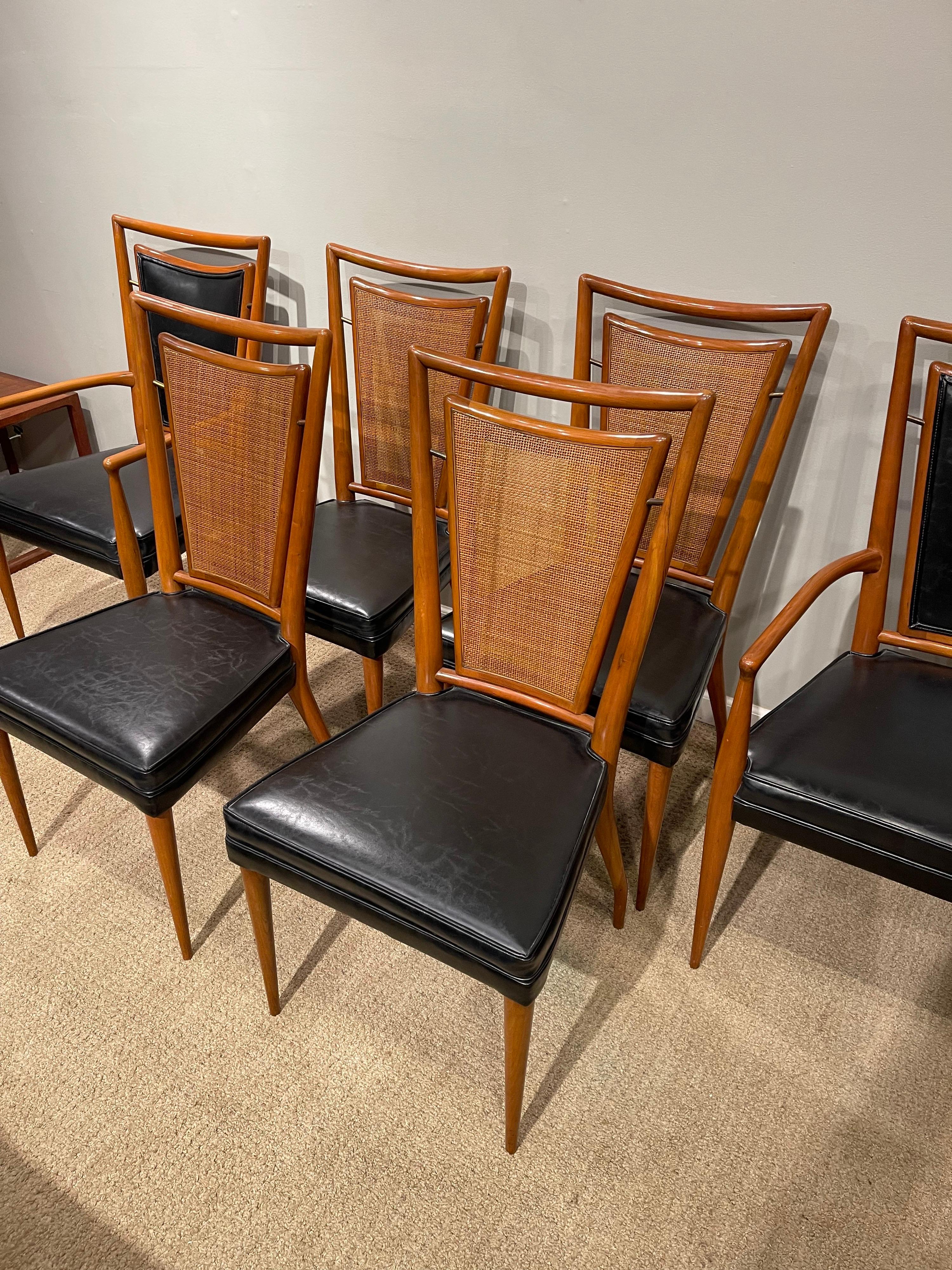 Juego de seis sillas de comedor modernas de mediados de siglo, 4 sillas auxiliares  & 2 Sillones en venta 9