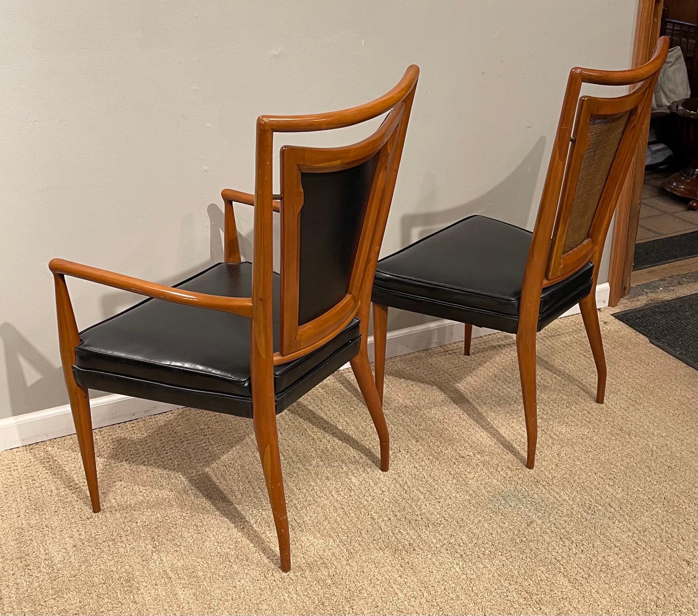 Set of Six Mid-Century Modern Dining Chairs, 4 Side-Chairs  & 2 Arm-Chairs For Sale 11