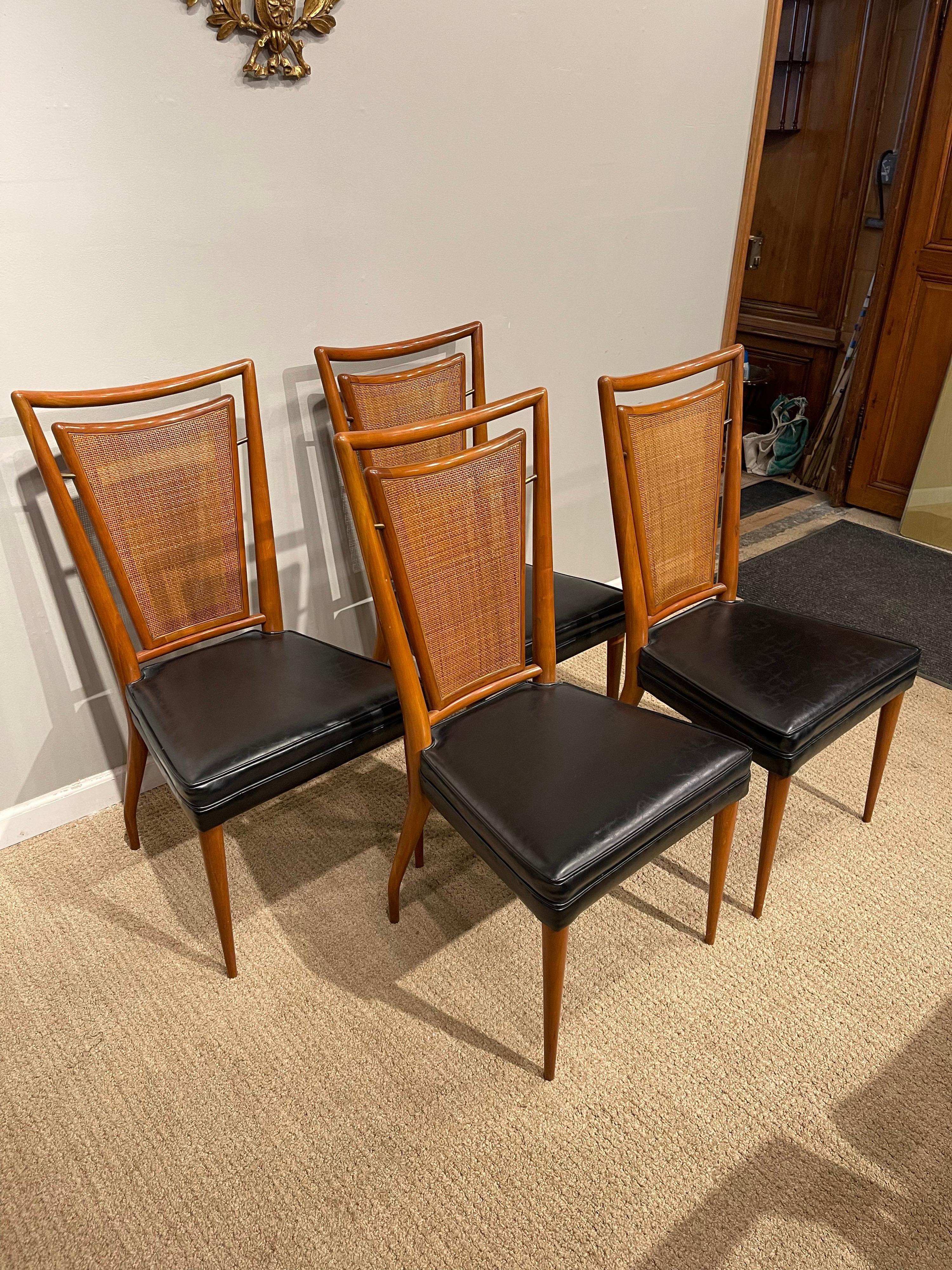 American Set of Six Mid-Century Modern Dining Chairs, 4 Side-Chairs  & 2 Arm-Chairs For Sale