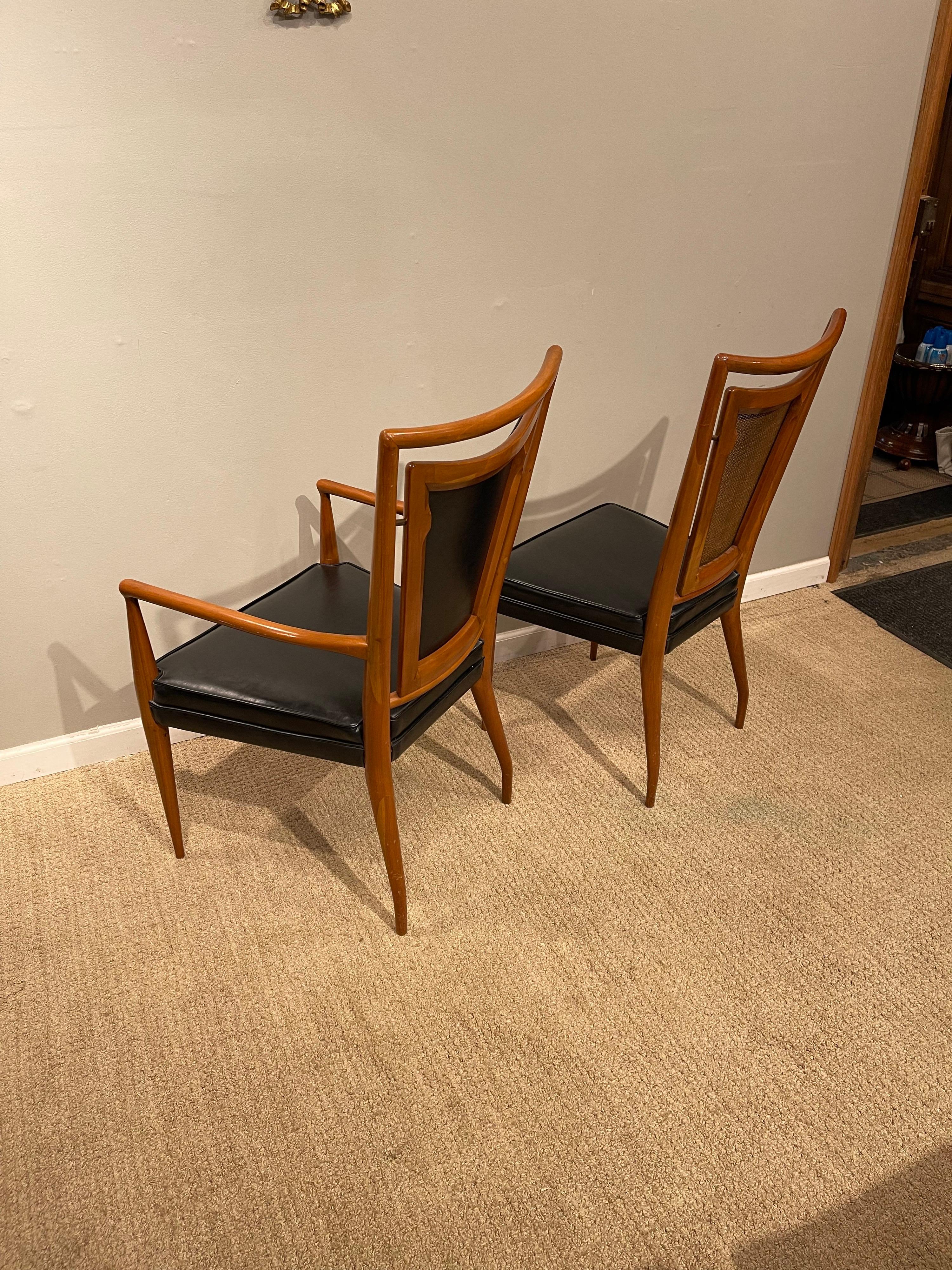 20th Century Set of Six Mid-Century Modern Dining Chairs, 4 Side-Chairs  & 2 Arm-Chairs For Sale