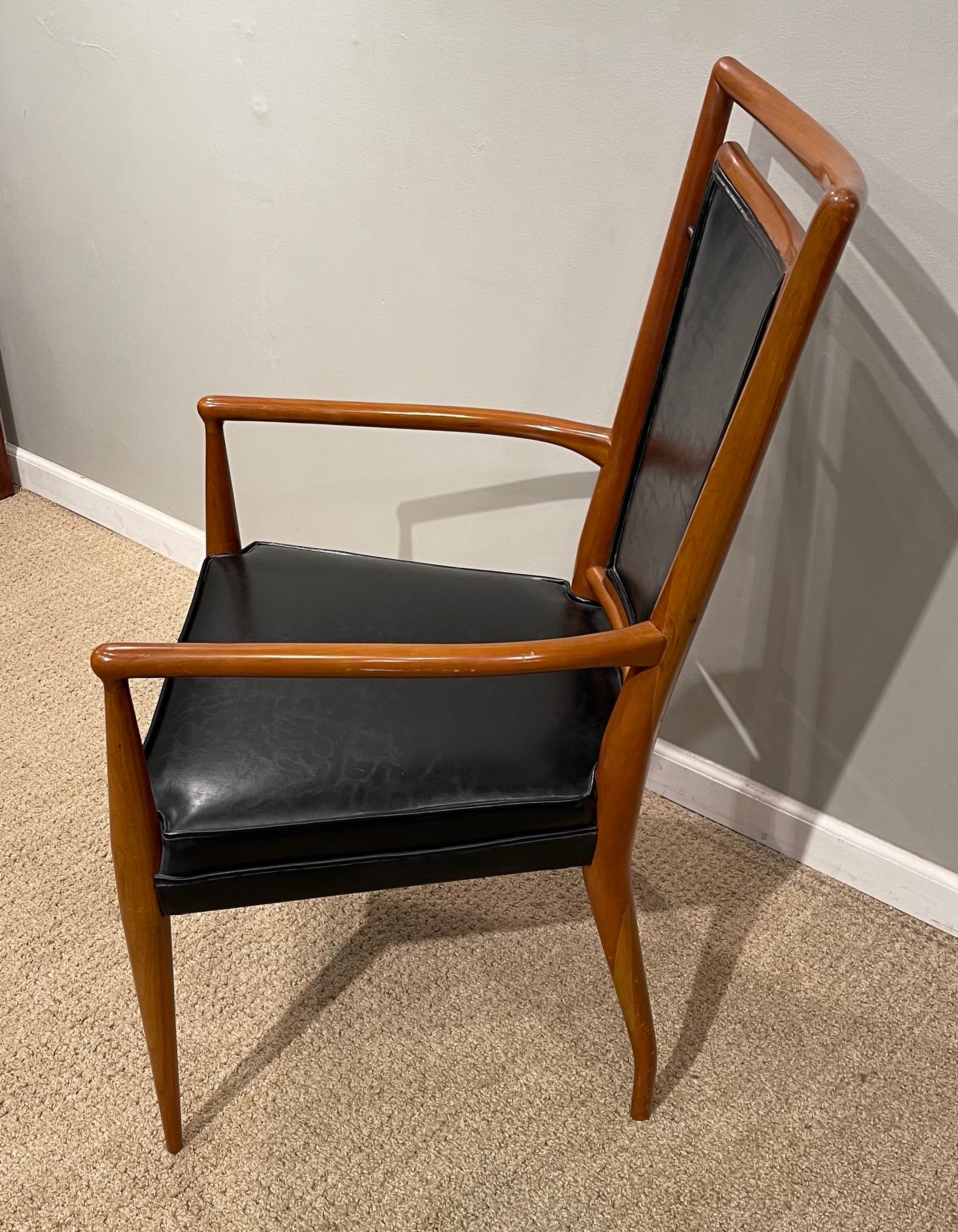 Set of Six Mid-Century Modern Dining Chairs, 4 Side-Chairs  & 2 Arm-Chairs For Sale 2