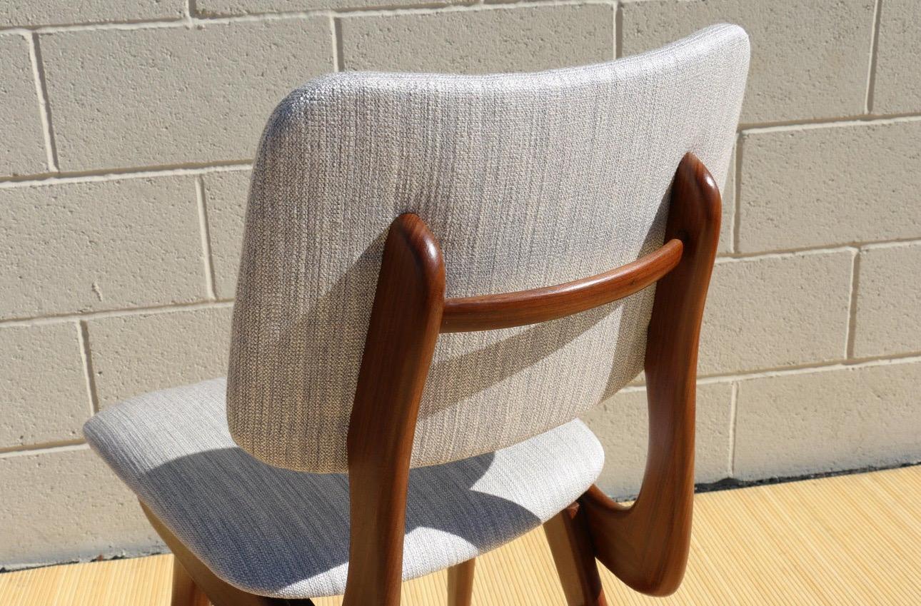 Fabric Set of Six Mid Century Modern Dining Chairs by Louis Van Teeffelen for Wébé For Sale