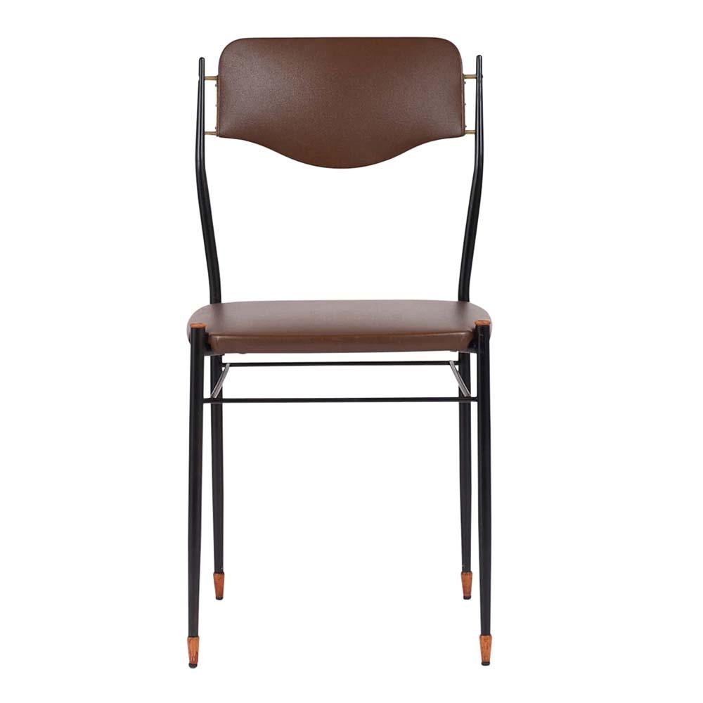 Mid-Century Modern Ensemble de six chaises à manger en métal de style moderne du milieu du siècle dernier