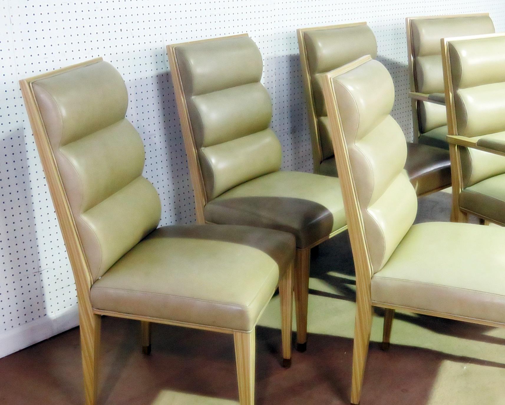 Leather Set of Six Mid-Century Modern Dining Chairs
