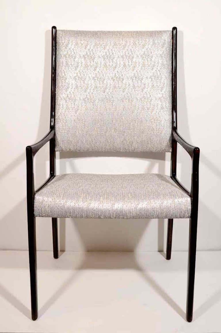 Ensemble de six chaises de salle à manger à haut dossier, de style Gio Ponti, de style moderne du milieu du siècle dernier en vente 2