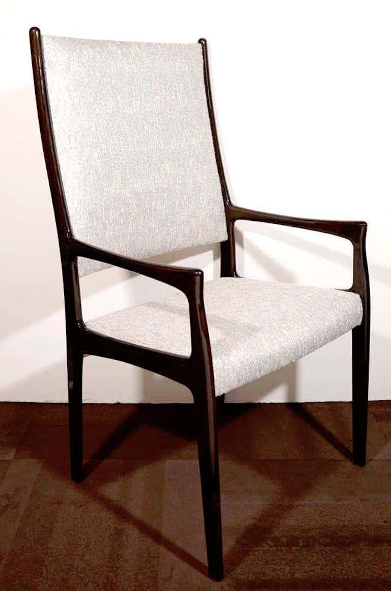 Ensemble de six chaises de salle à manger à haut dossier, de style Gio Ponti, de style moderne du milieu du siècle dernier en vente 3