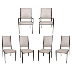 Set of Six Danish Modern Sculptural Dining Chairs in Ebonized Teak Wood, 1960s