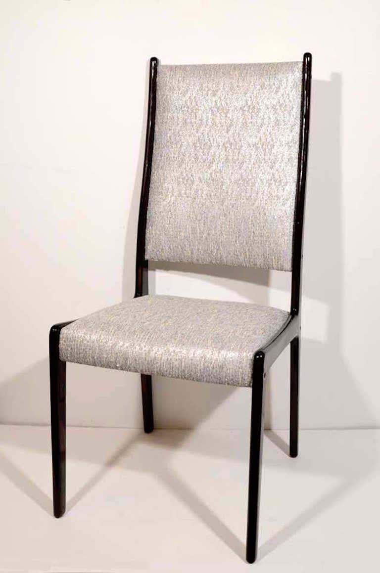 Ensemble de six chaises de salle à manger à haut dossier, de style Gio Ponti, de style moderne du milieu du siècle dernier Bon état - En vente à Fort Lauderdale, FL