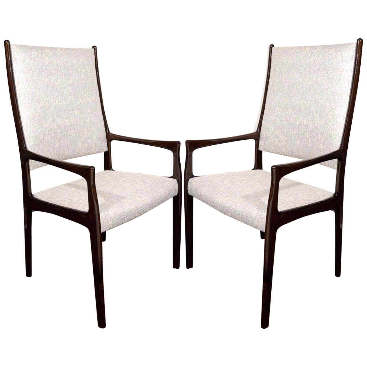 Set of Six Mid-Century Modern High Back Dining Chairs in the Style of Gio Ponti