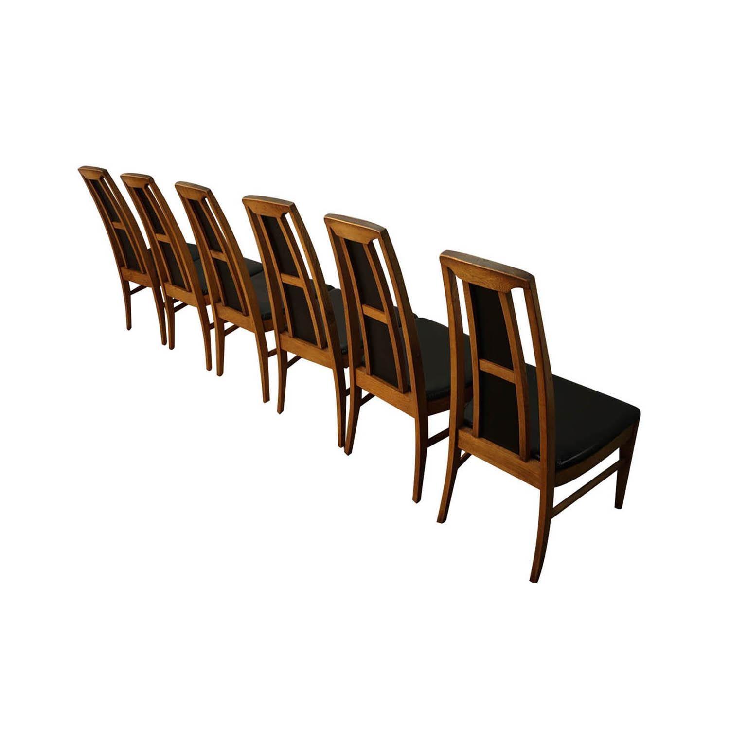 American Set of Six Mid-Century Modern High Back Walnut Dining Chairs