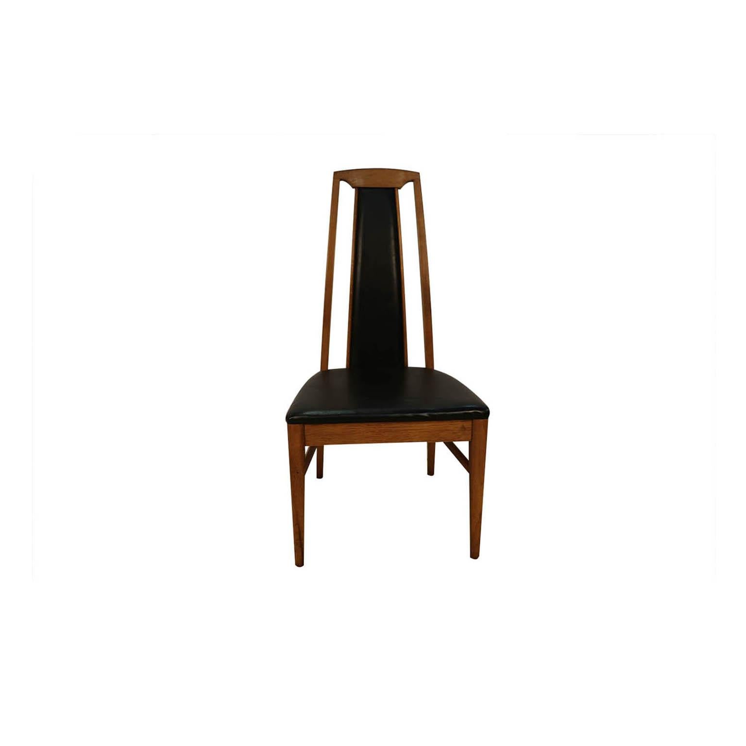 Set of Six Mid-Century Modern High Back Walnut Dining Chairs 1