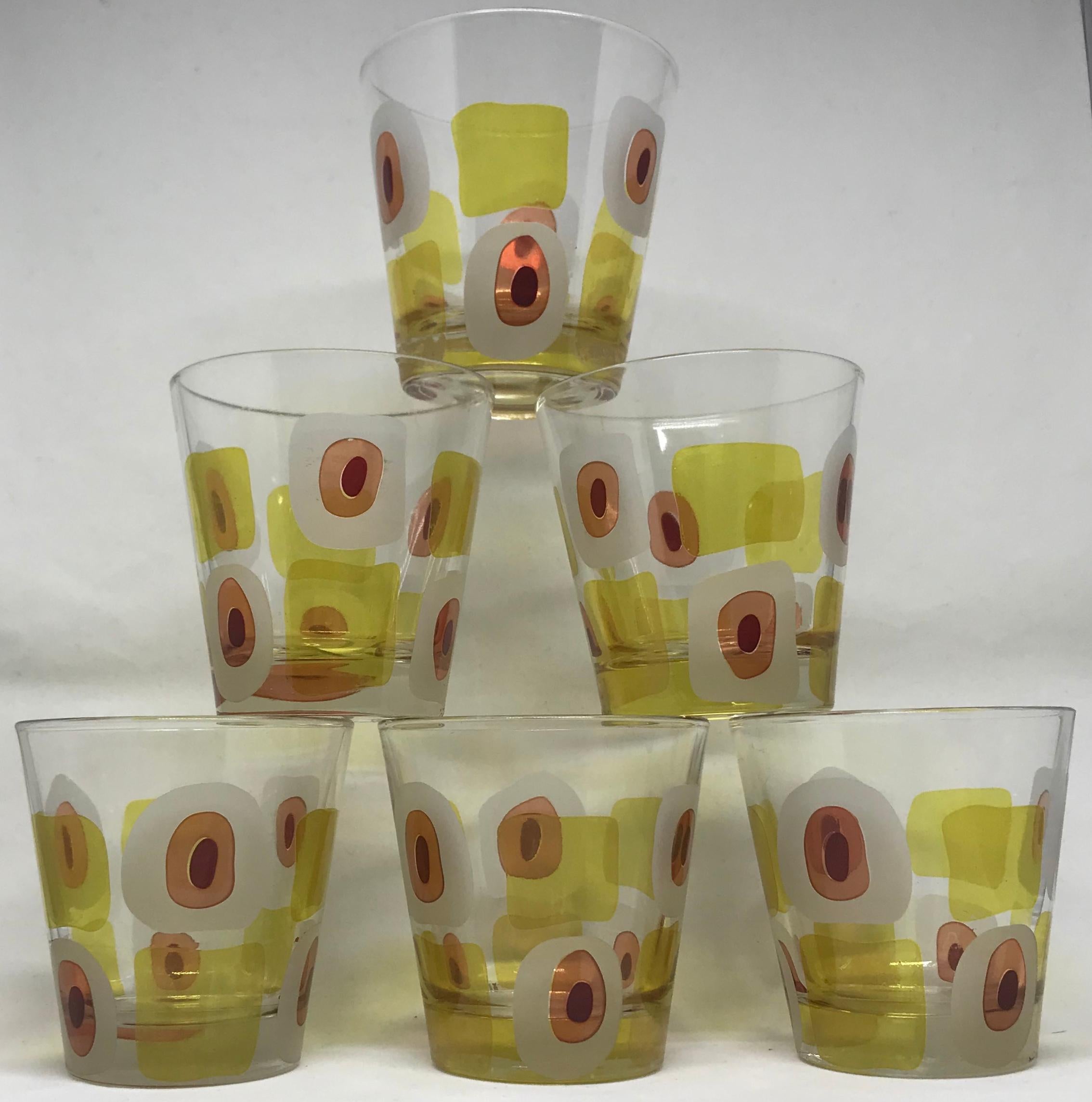 Set of Six Mid-Century Modern Italian Glasses  In Good Condition In New York, NY