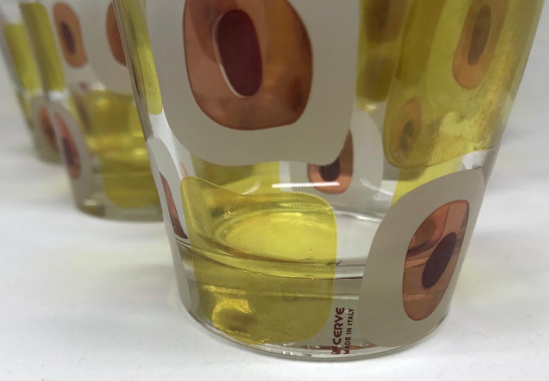 Set of Six MidCentury Modern Italian Glasses at 1stDibs
