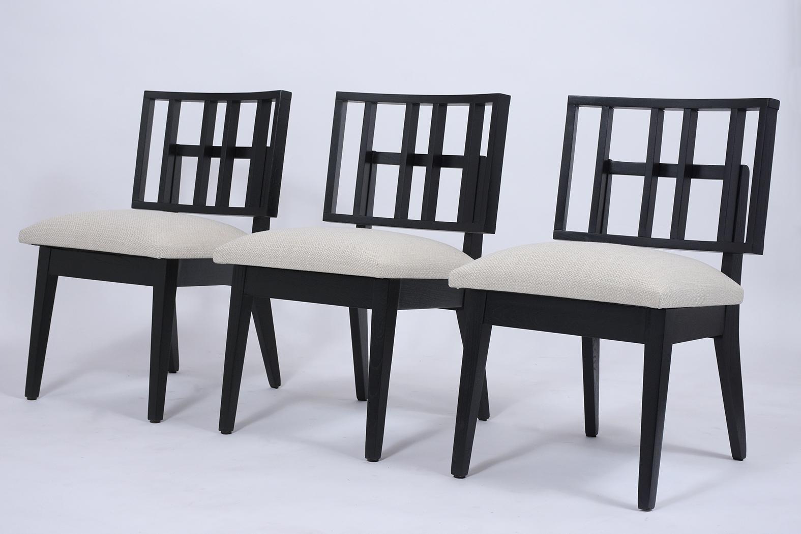 Carved Set of Six Mid-Century Modern Dining Chairs
