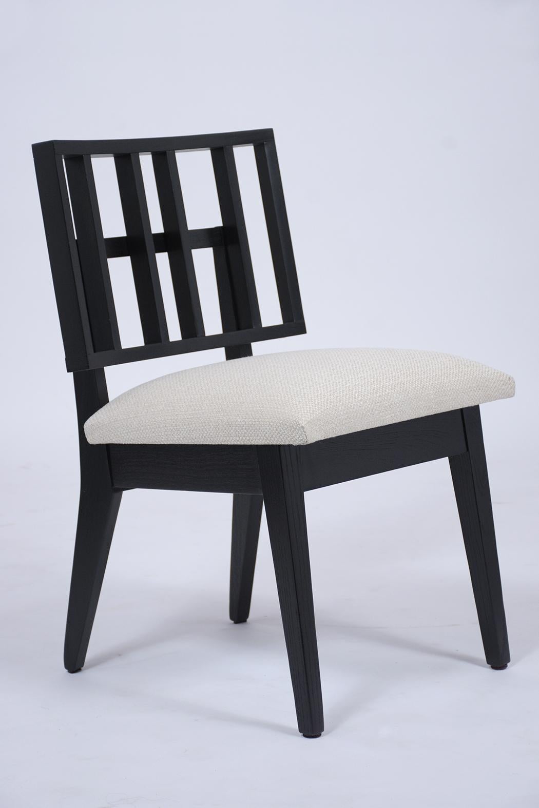 Fabric Set of Six Mid-Century Modern Dining Chairs