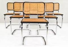 Juego de seis sillas Cesca B32 de Marcel Breuer, Italia, años 70