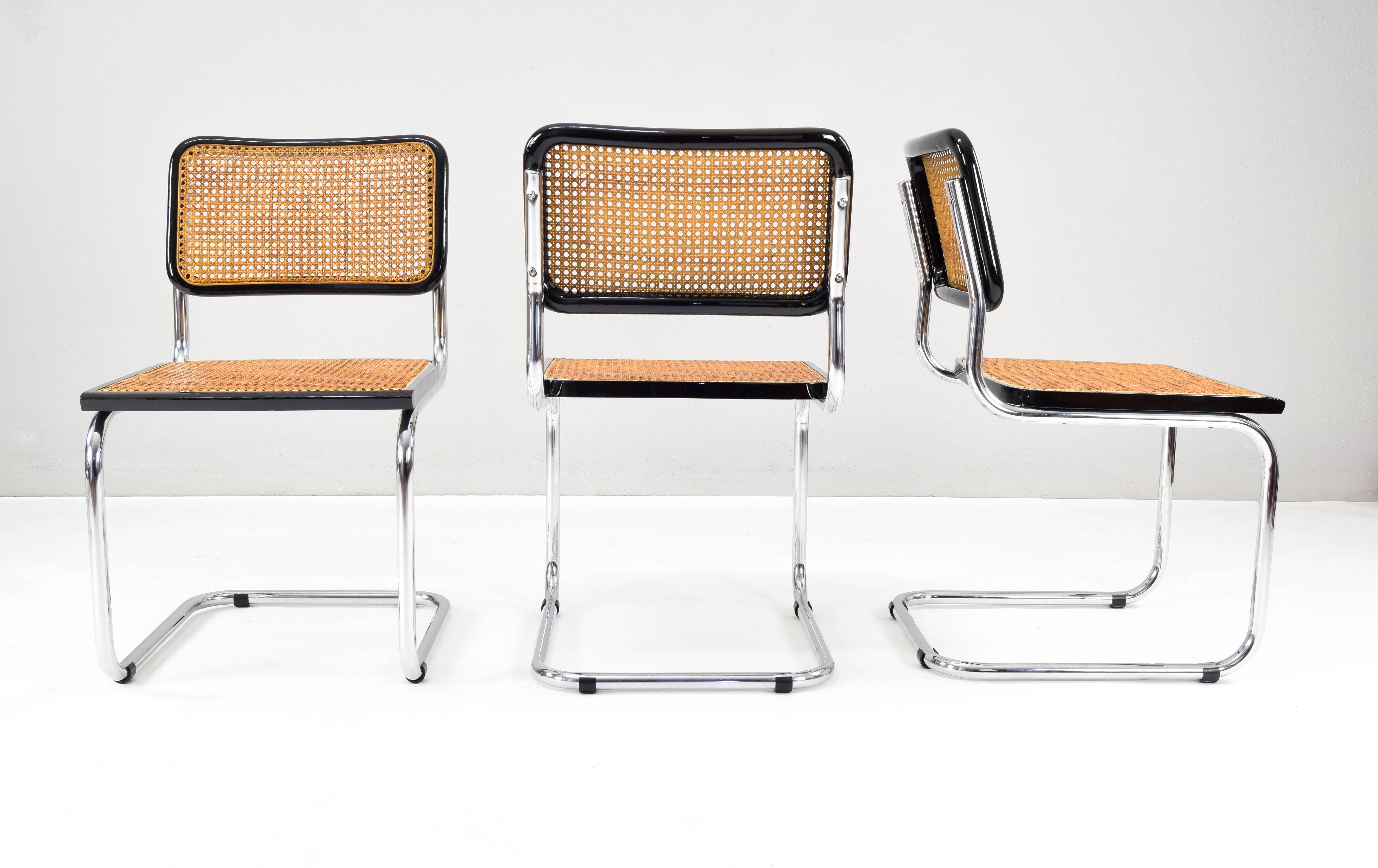 Italian Set of Six Mid-Century Modern Marcel Breuer B32 Cesca Chairs, Italy, 1970s