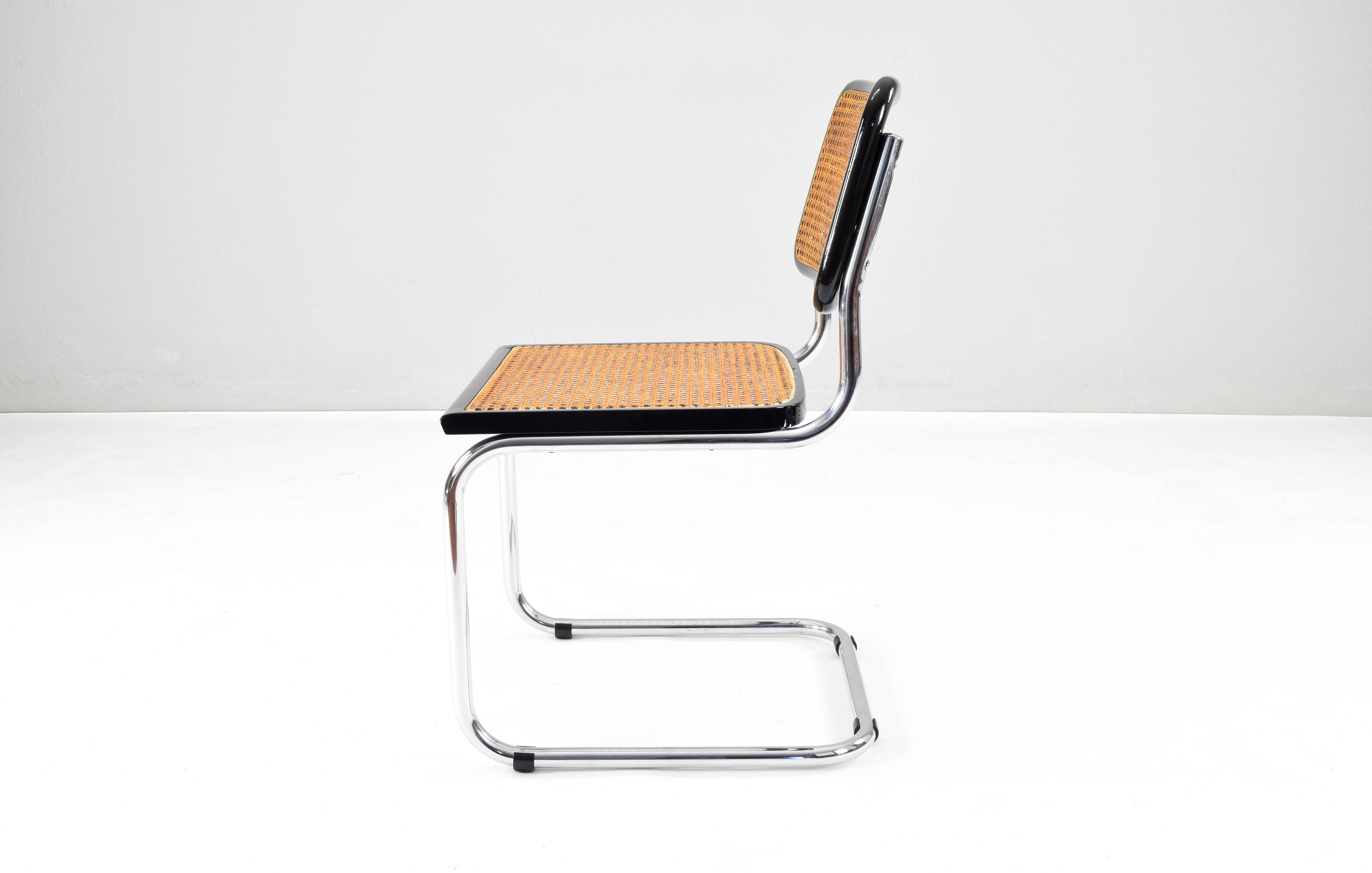 Steel Set of Six Mid-Century Modern Marcel Breuer B32 Cesca Chairs, Italy, 1970s