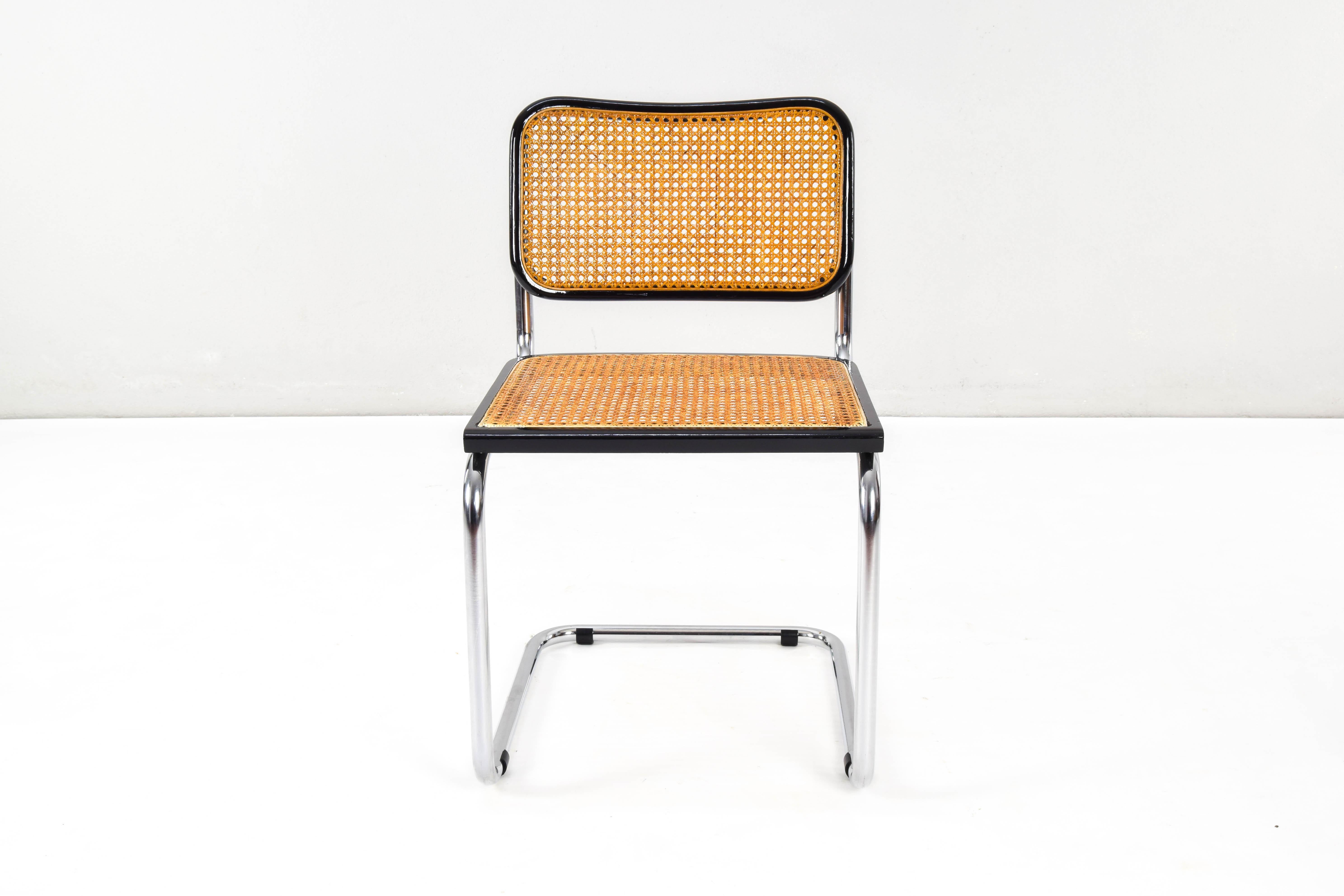 Chrome Set of Six Mid-Century Modern Marcel Breuer B32 Cesca Chairs, Italy, 1970s