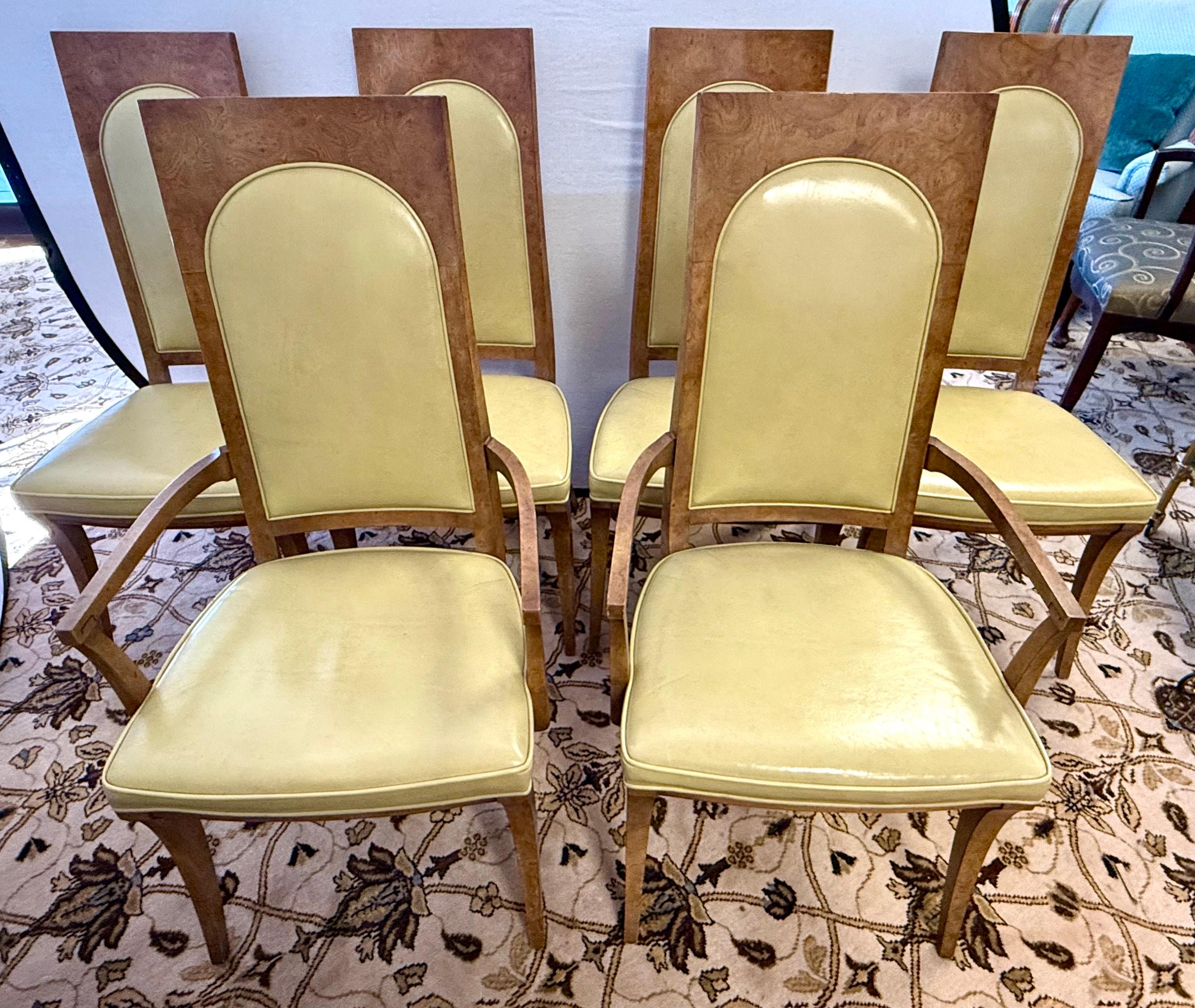 Set of Six Mid Century Modern Mastercraft Space Age Burlwood Dining Chairs 3