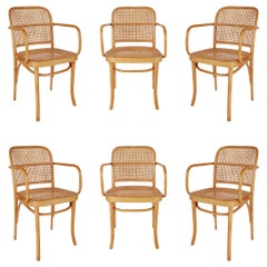 Set of Six Mid-Century Modern Prague Cane Dining Chairs by Josef Frank & Hoffman