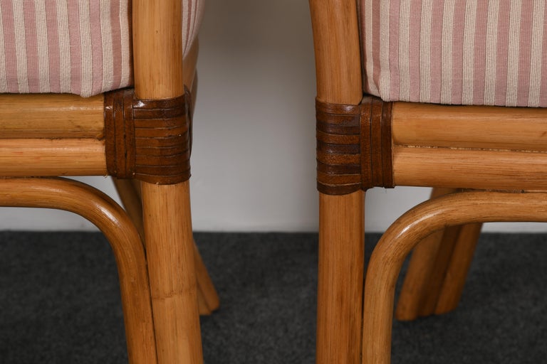 Set of Six MidCentury Modern Rattan Dining Chairs, 1970s at 1stDibs