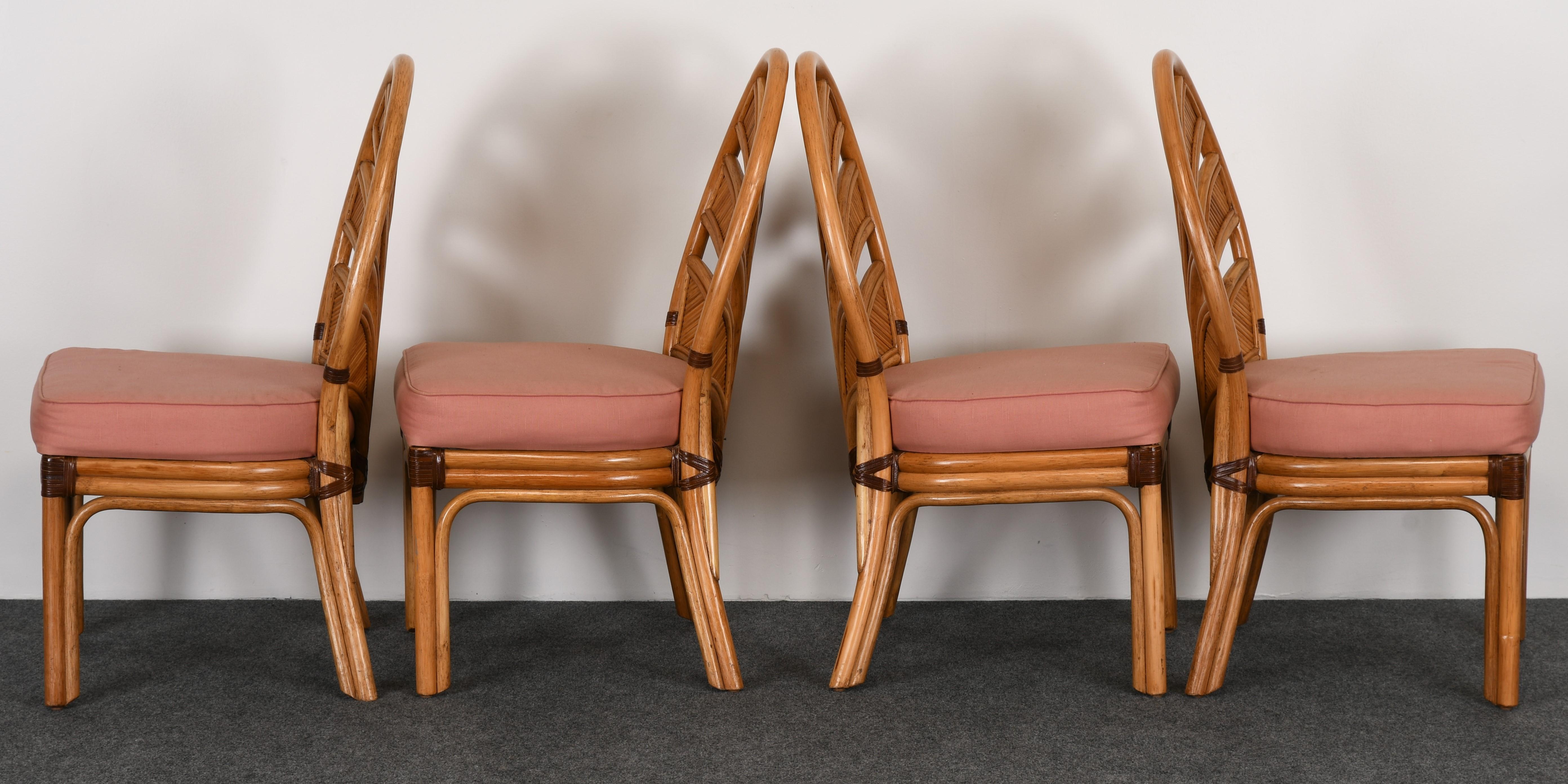 Set of Six Mid-Century Modern Rattan Dining Chairs, 1970s In Good Condition In Hamburg, PA