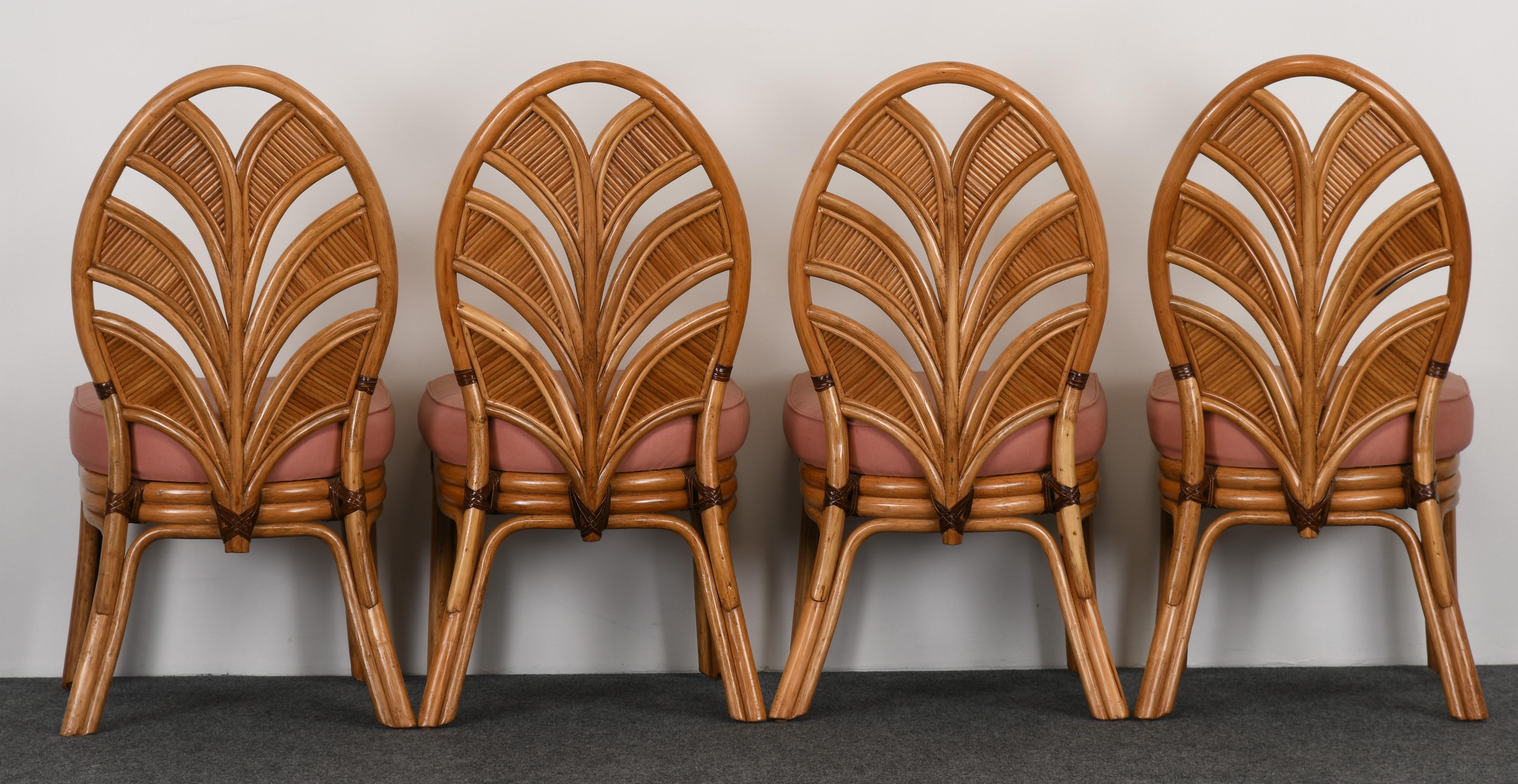 Late 20th Century Set of Six Mid-Century Modern Rattan Dining Chairs, 1970s