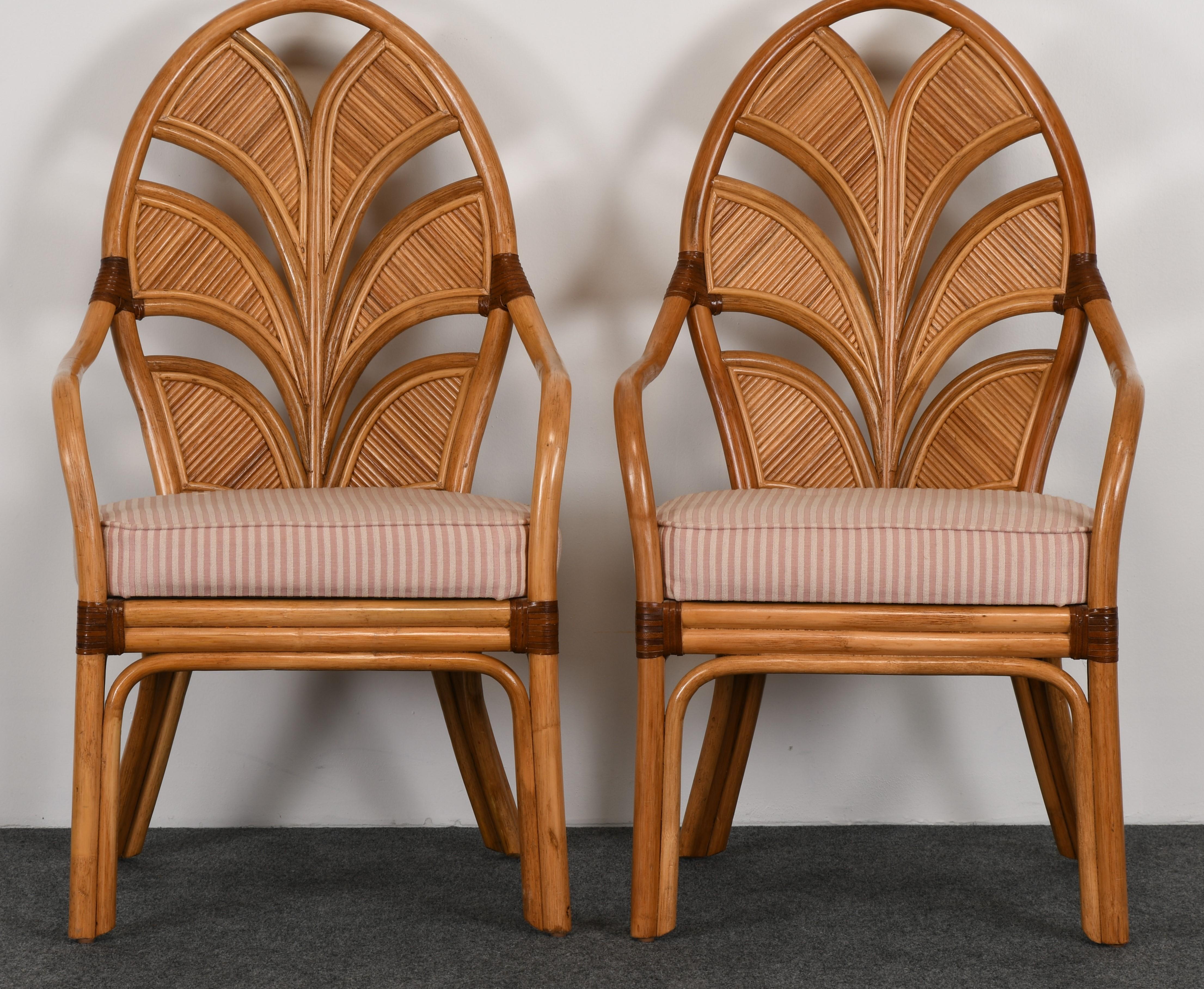 Set of Six Mid-Century Modern Rattan Dining Chairs, 1970s 1