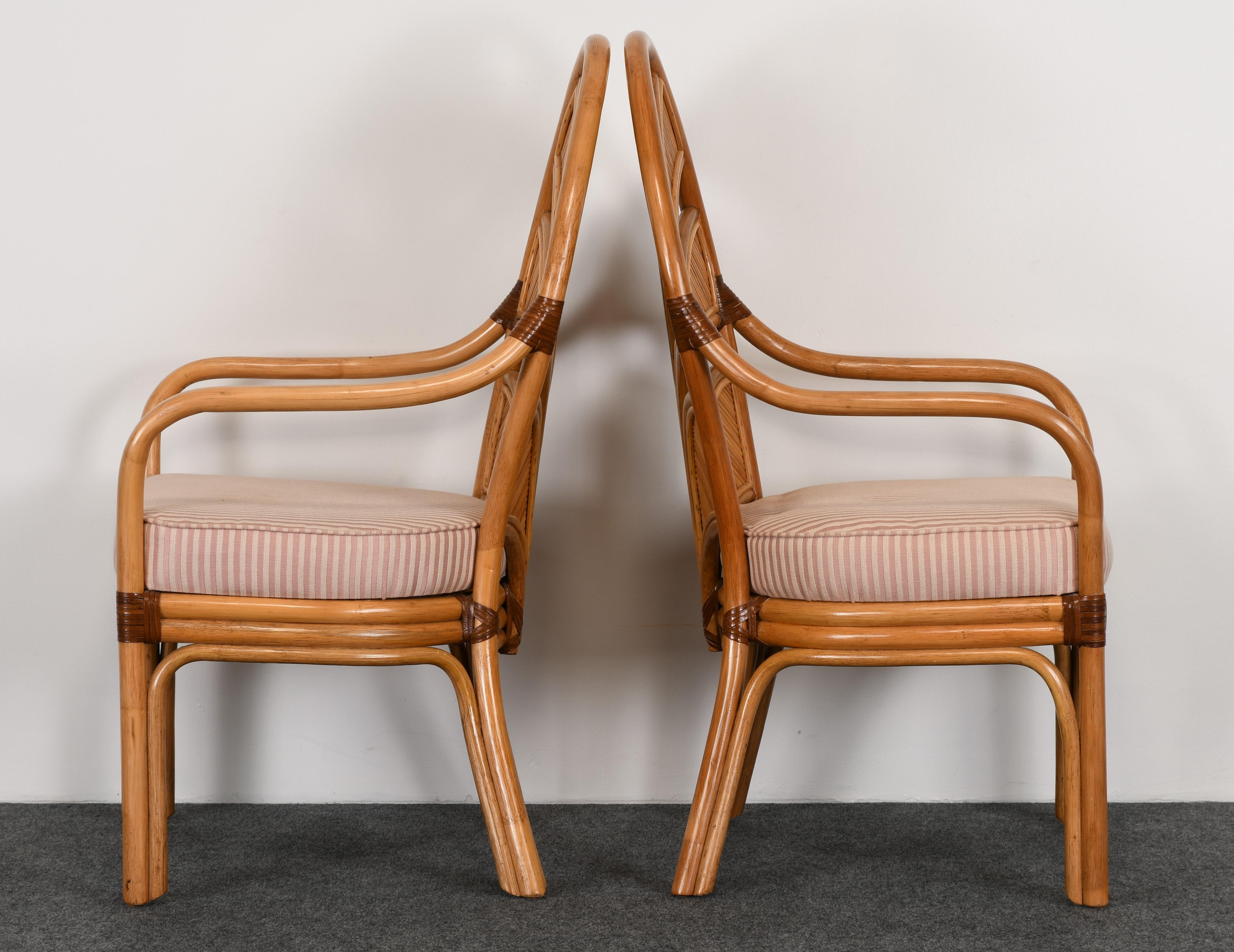 Set of Six Mid-Century Modern Rattan Dining Chairs, 1970s 2