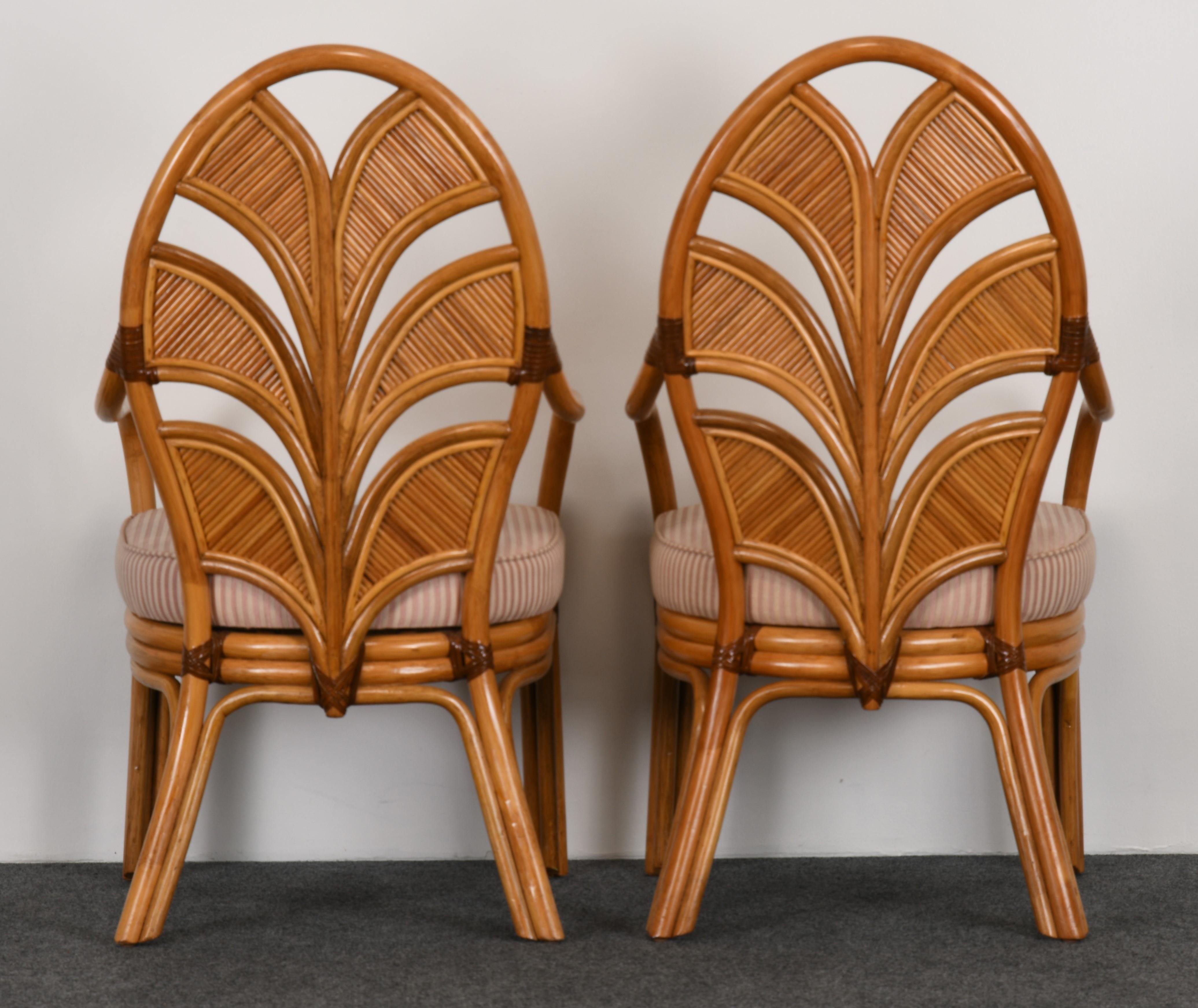 Set of Six Mid-Century Modern Rattan Dining Chairs, 1970s 3