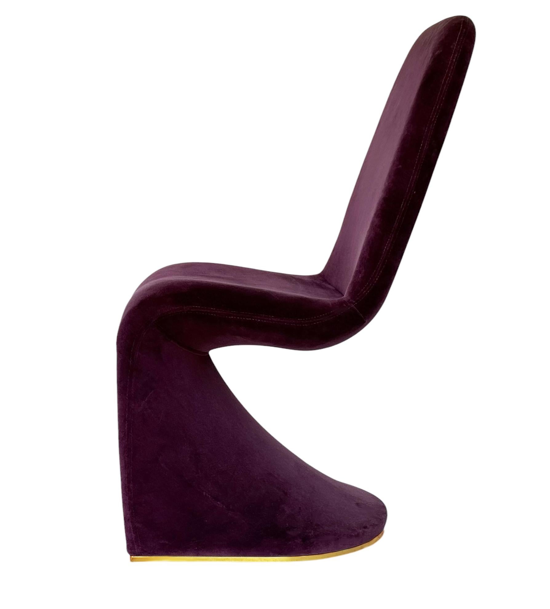 Mid-Century Modern Set of Six Mid Century Modern Sculptural Brass Dining Chairs After Verner Panton For Sale