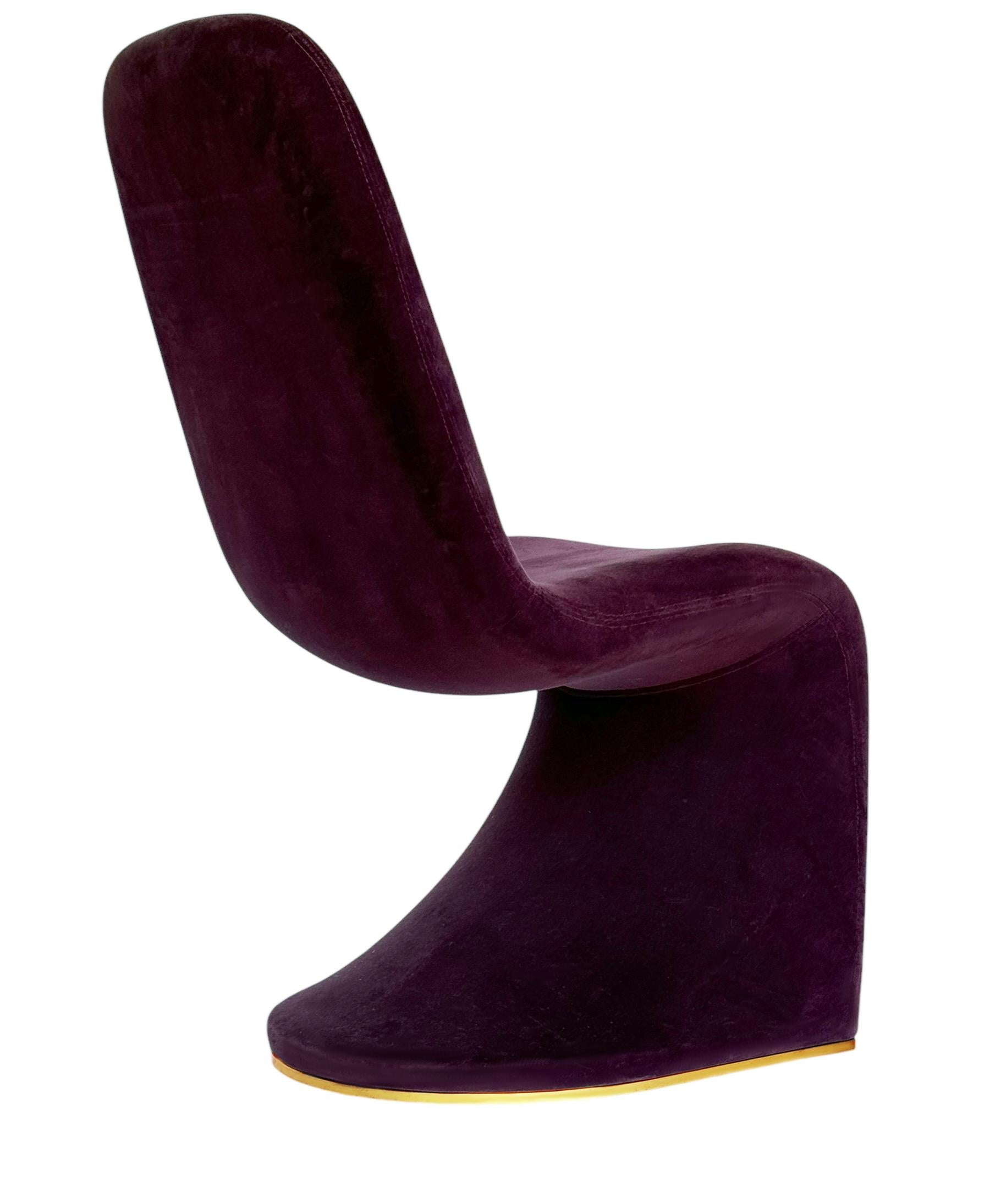 Set of Six Mid Century Modern Sculptural Brass Dining Chairs After Verner Panton For Sale 1